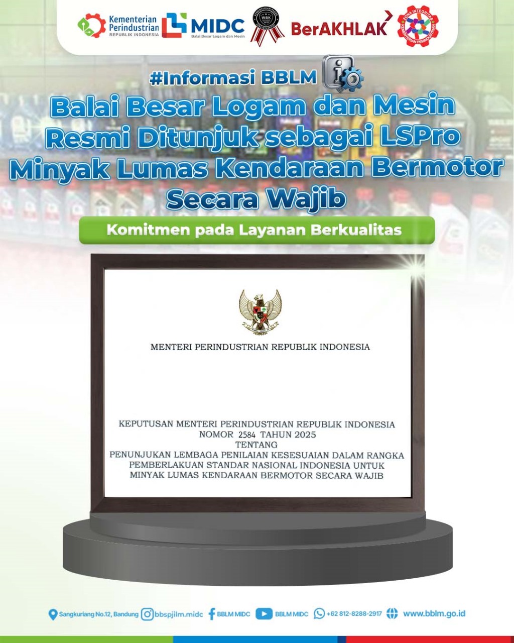 Sertifikasi SNI Pelumas